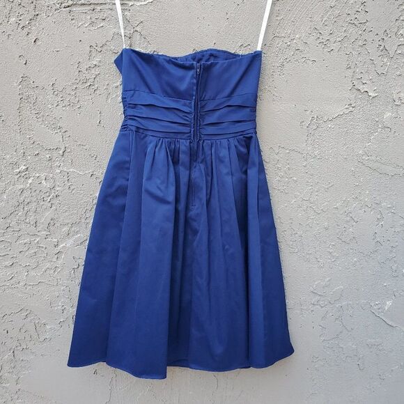 Navy blue strapless bridesmaid dress mini - Picture 2 of 11